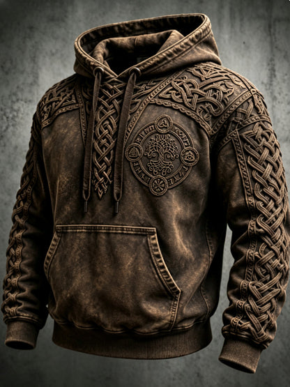 Mænds retro viking Valknut oversize hættetrøje med løse skuldre