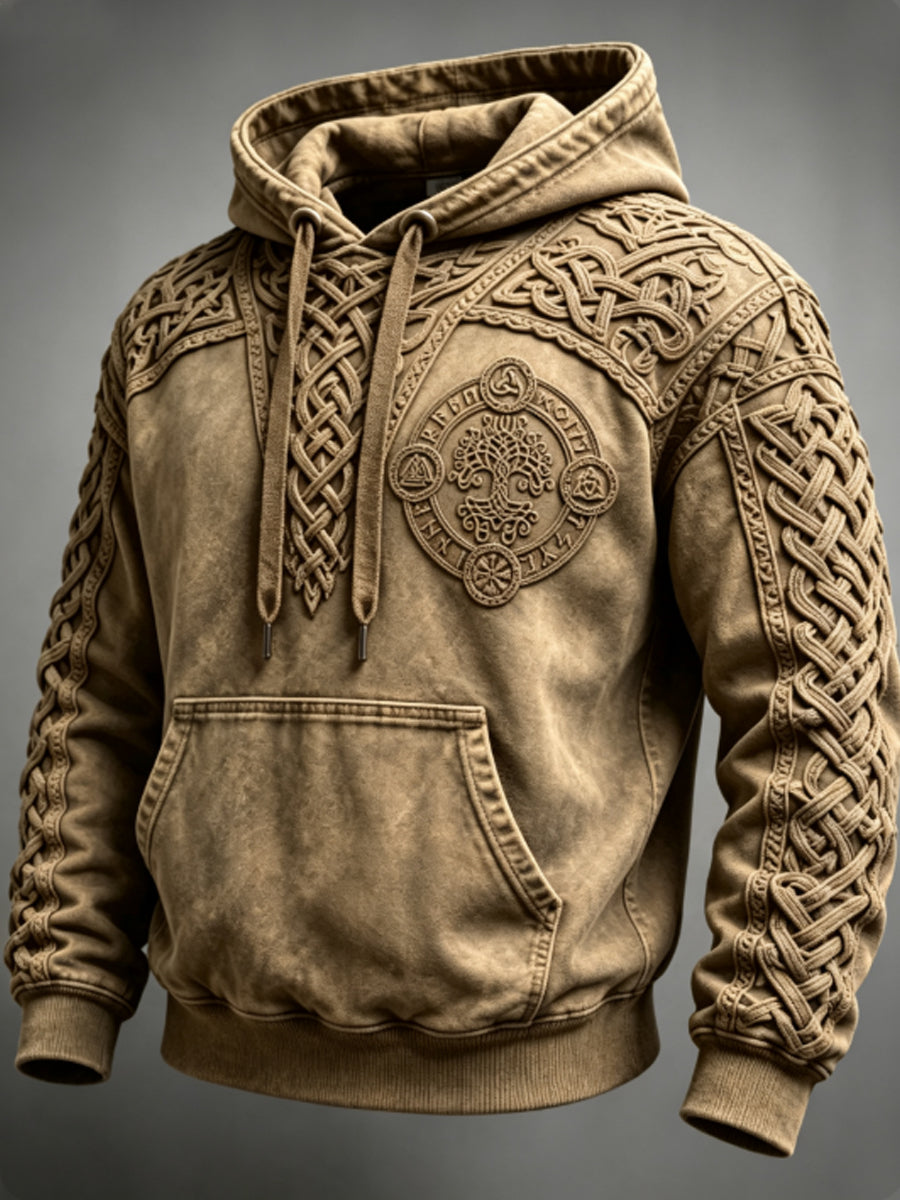 Mænds retro viking Valknut oversize hættetrøje med løse skuldre