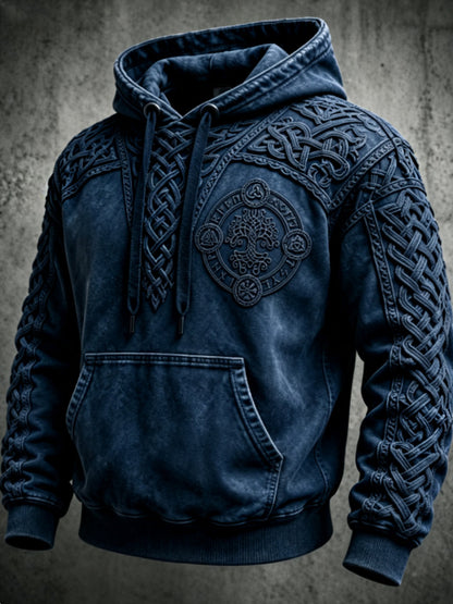 Mænds retro viking Valknut oversize hættetrøje med løse skuldre