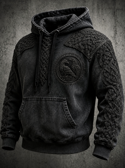 Mænds retro viking Valknut oversize hættetrøje med løse skuldre