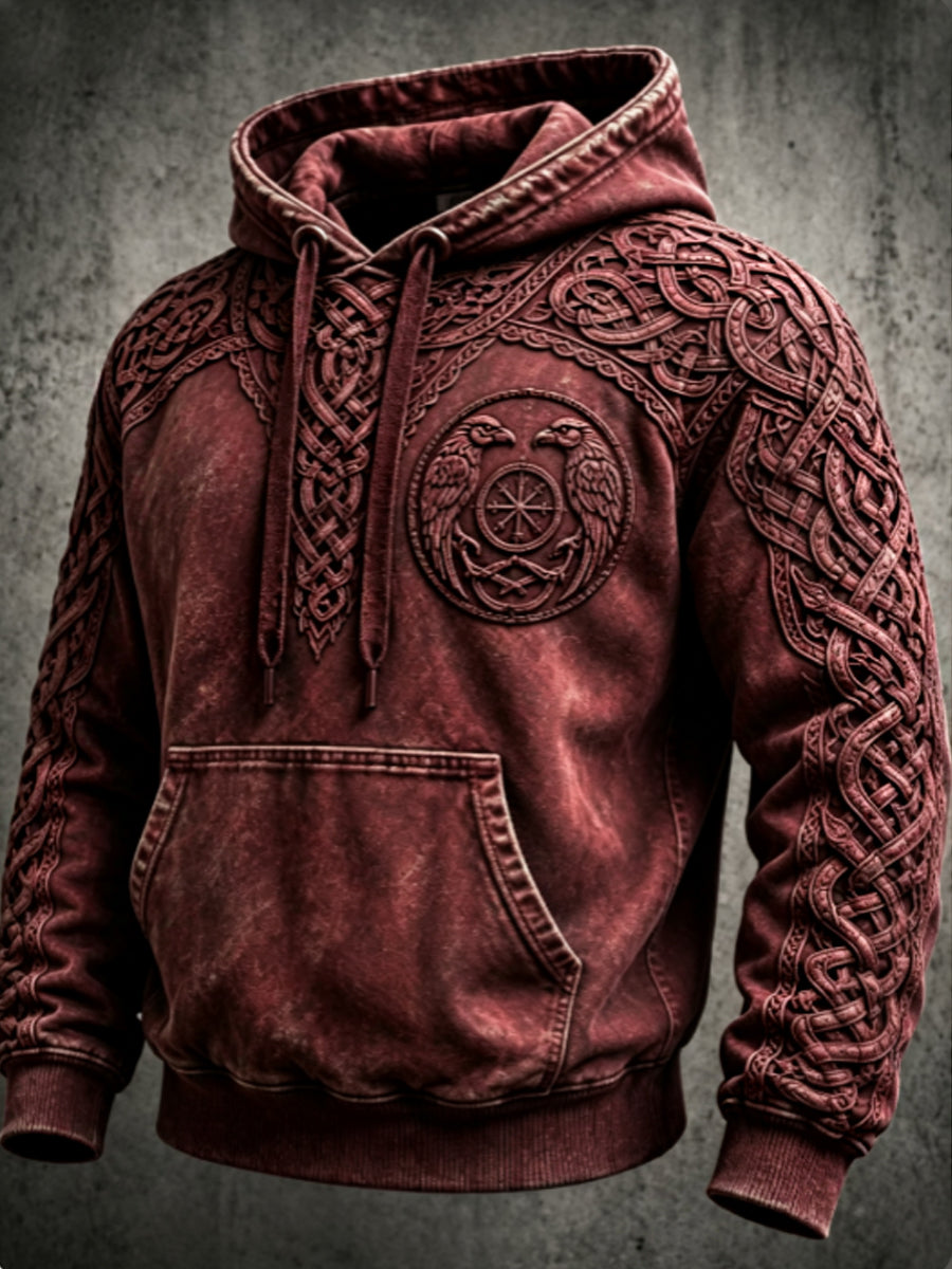 Mænds retro viking Valknut oversize hættetrøje med løse skuldre