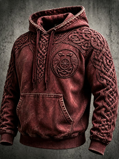 Mænds retro viking Valknut oversize hættetrøje med løse skuldre