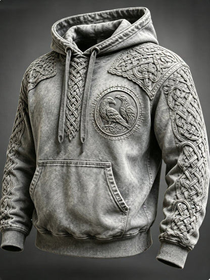Mænds retro viking Valknut oversize hættetrøje med løse skuldre