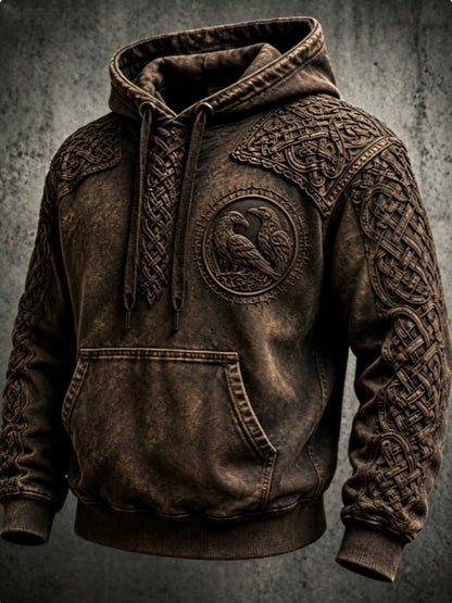 Mænds retro viking Valknut oversize hættetrøje med løse skuldre