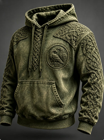 Mænds retro viking Valknut oversize hættetrøje med løse skuldre