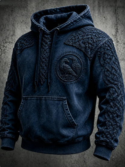 Mænds retro viking Valknut oversize hættetrøje med løse skuldre