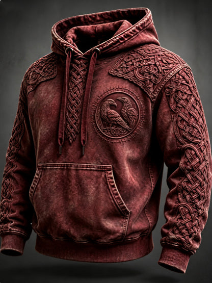 Mænds retro viking Valknut oversize hættetrøje med løse skuldre
