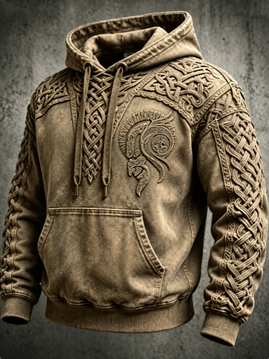 Mænds retro viking Valknut oversize hættetrøje med løse skuldre