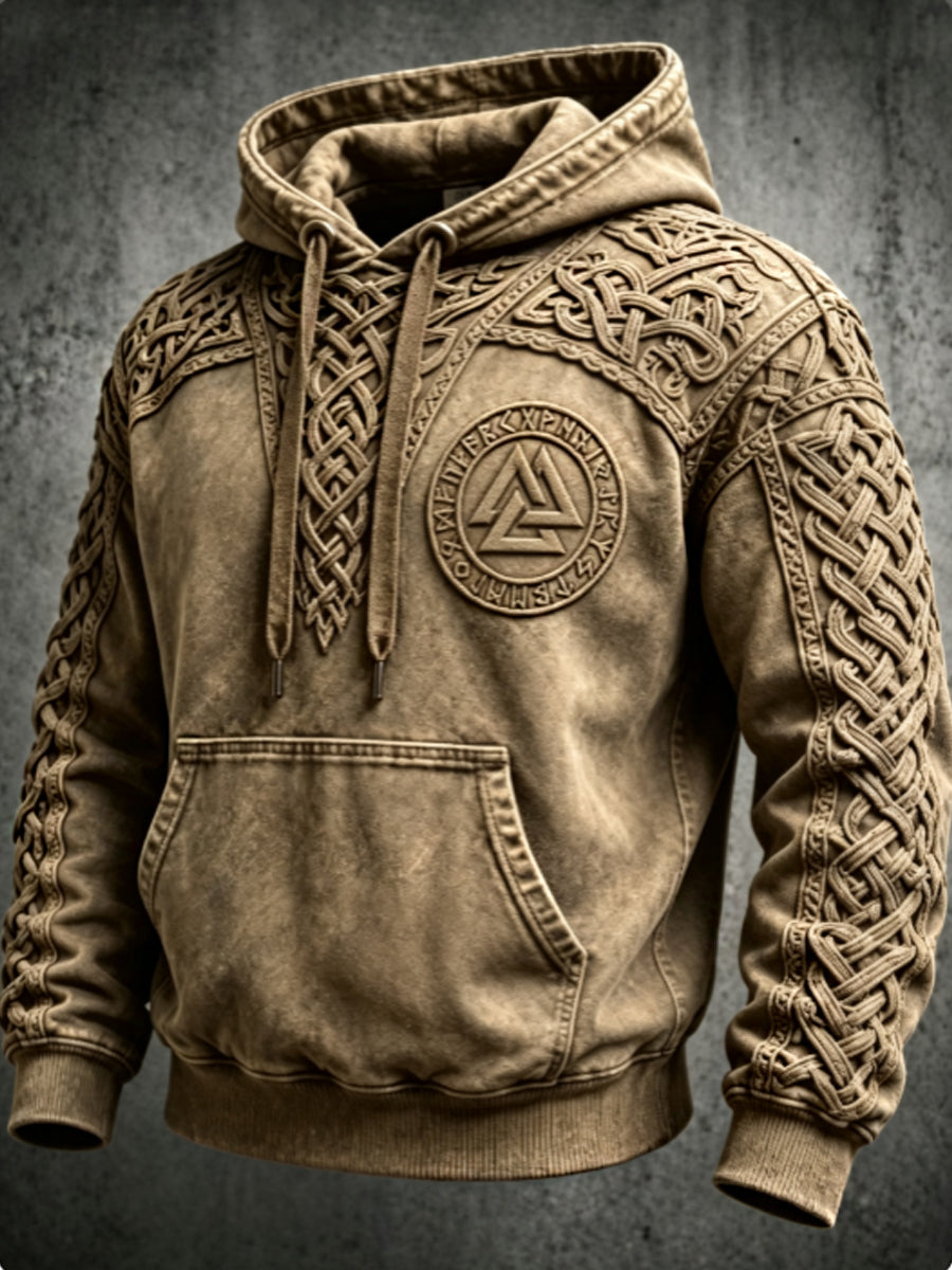 Mænds retro viking Valknut oversize hættetrøje med løse skuldre