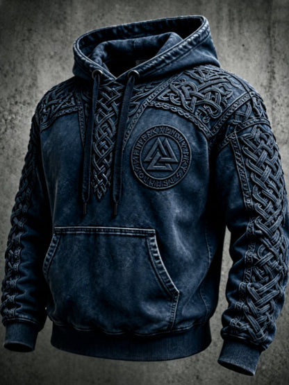 Mænds retro viking Valknut oversize hættetrøje med løse skuldre