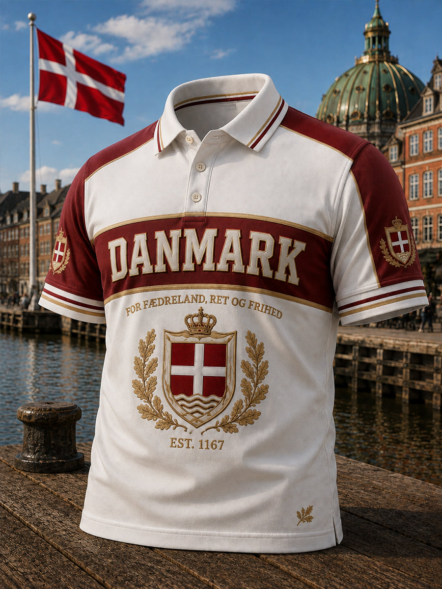 Mænds danske patriotiske poloshirt