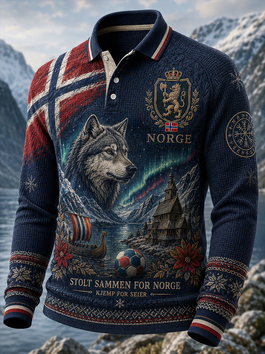 Mænds norsk fodboldskjorte med lange ærmer
