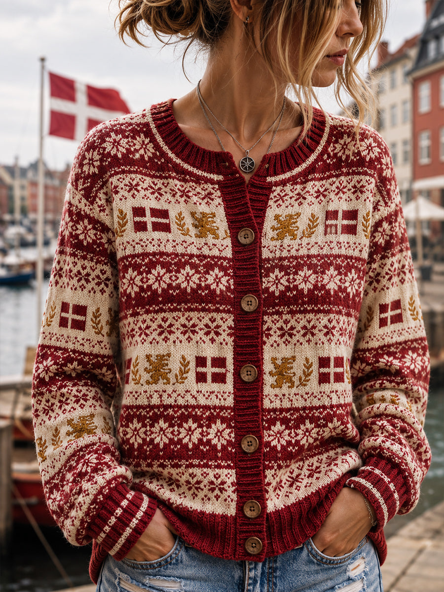 Kvinders Danmark Patriotiske Cardigansweater.