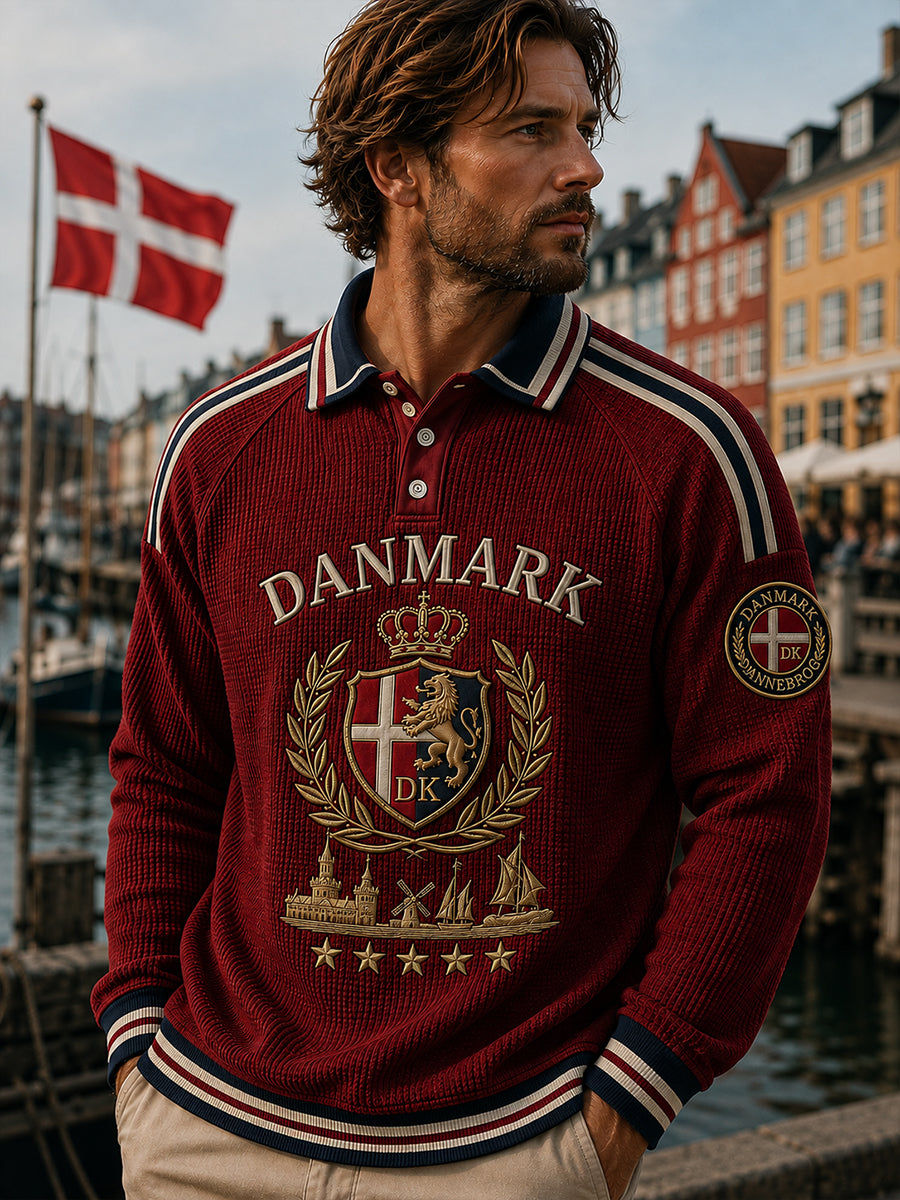 Mænds Danmark Patriotiske Lang-Sleeve Polo.