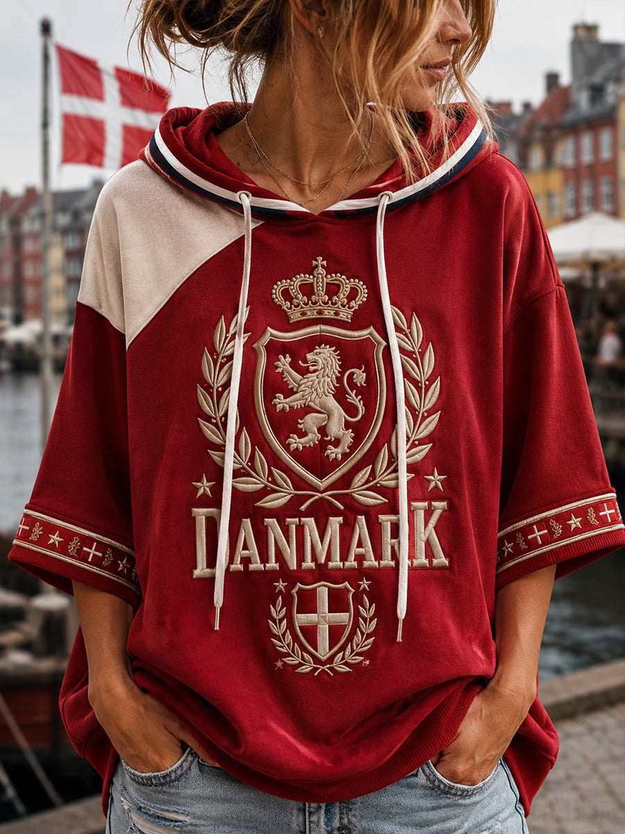 Kvindernes Danmark Patriotisk Short-Sleeve Hoodies