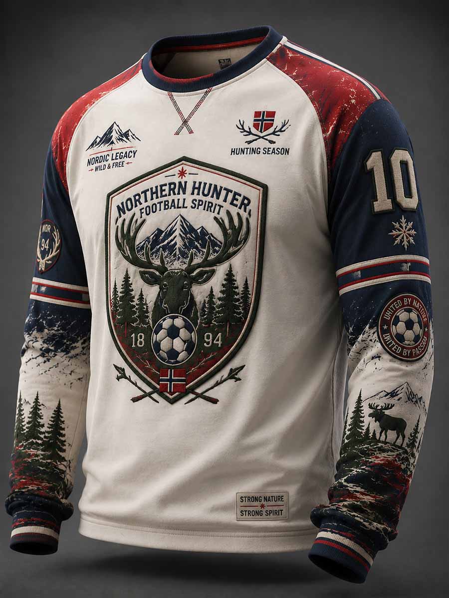 Menns Vintage norsk elg fotballprinting Sweatshirt