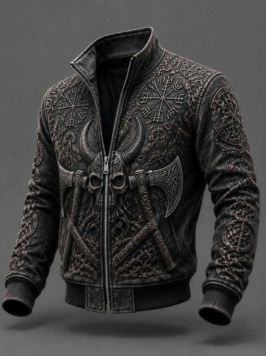 Menns Vintage Viking Skogskall trykkjaken