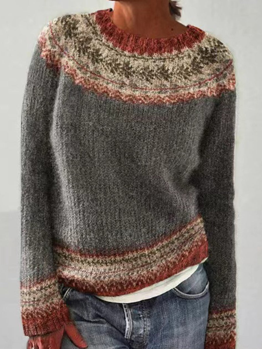 Kvinder Islands Sweater Crew hals løs pullover