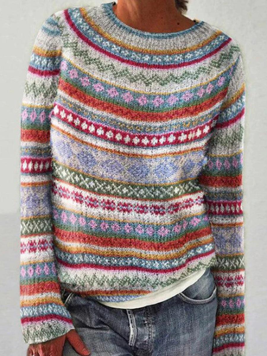 Kvinder Islands Sweater Crew hals løs pullover