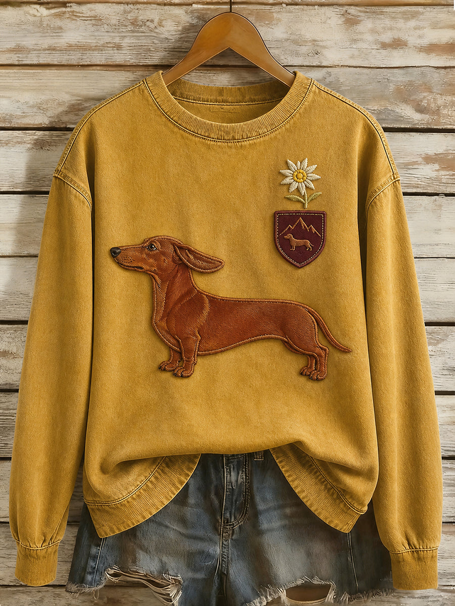 Retro dyremønstret afslappet og behageligt sweatshirt
