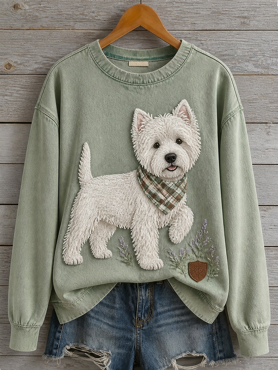 Retro dyremønstret afslappet og behageligt sweatshirt