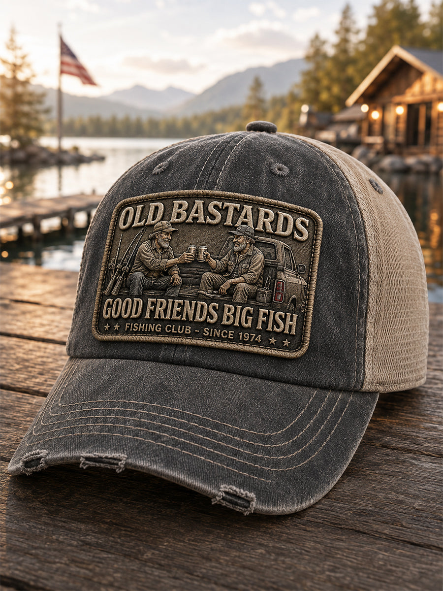 Unisex Funny Gamle Bastards Fiskeriklub Livstid Medlem Print Hat