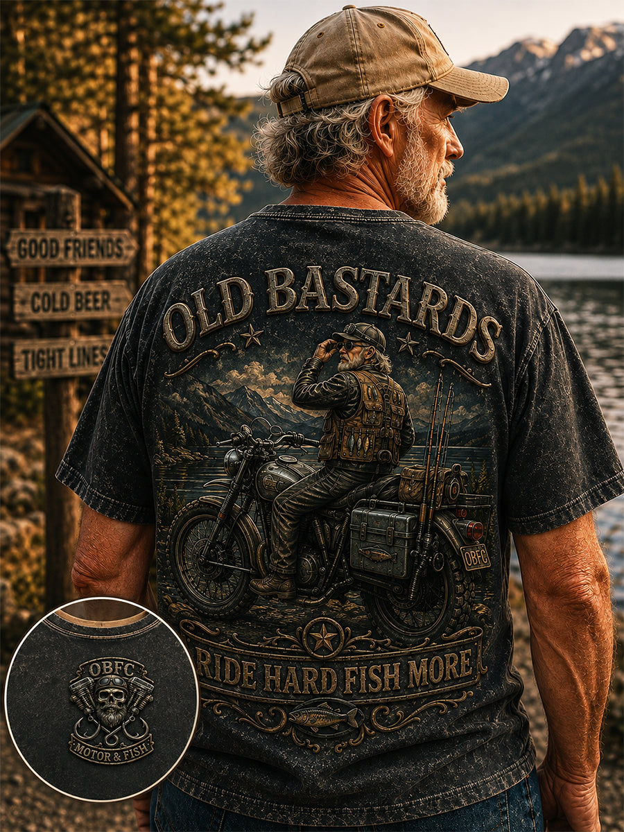 Mænds Sjove Gamle Skiderikker Fiskeriklub Livstidsmedlemsprint Afslappet T-shirt