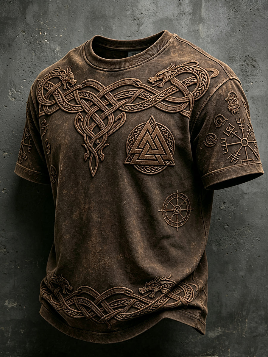 Mænds Viking inspireret kunst Celtic Print Korte ærmer T-shirt
