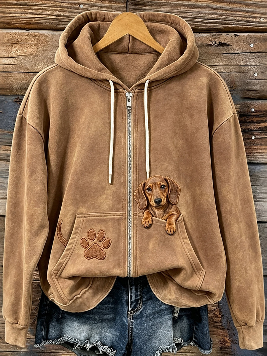 Kvinders søde kigge hund udskrive Zip-Up Hoodie udgives