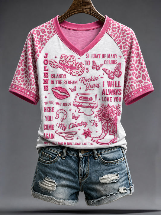 Dame-T-shirt med print af countrymusikelskerinden og countrydronningen