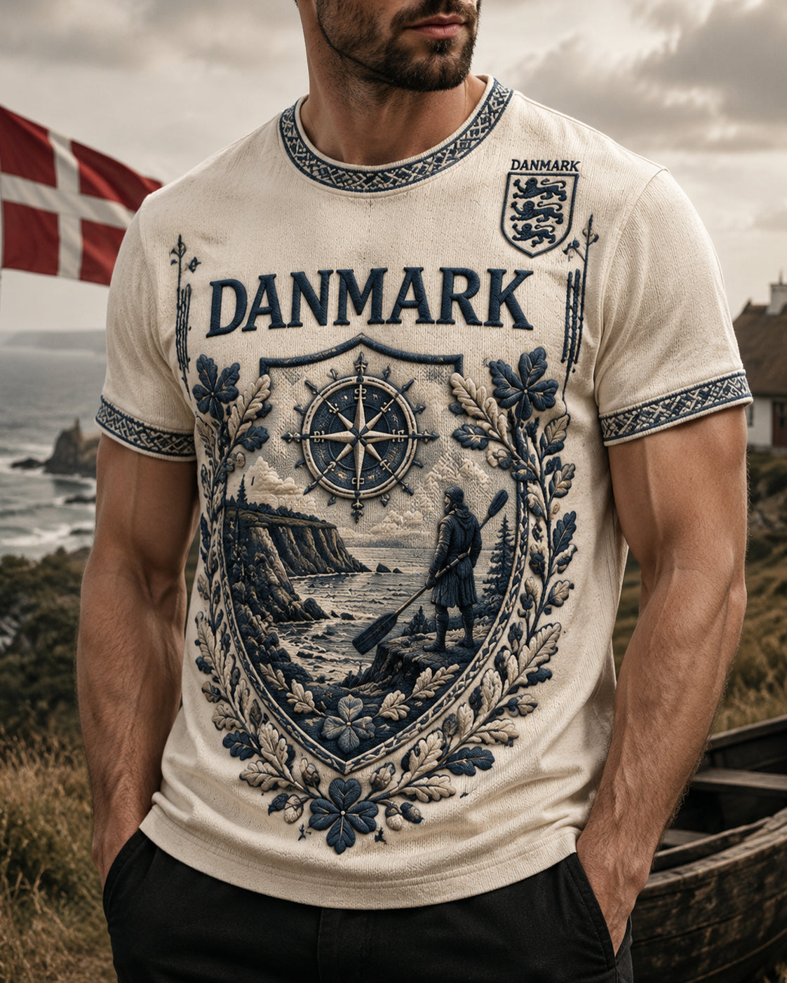 Mænds danske Patriotiske kortærme T-shirt