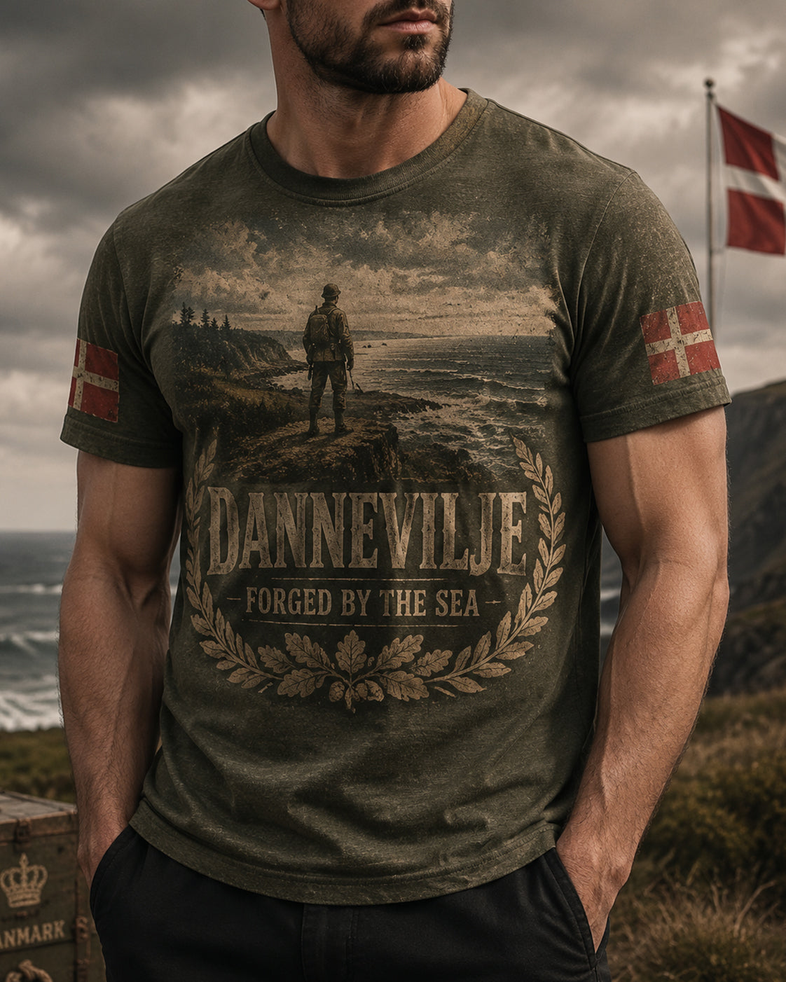 Dansk patriotisk t-shirt med korte ærmer til mænd