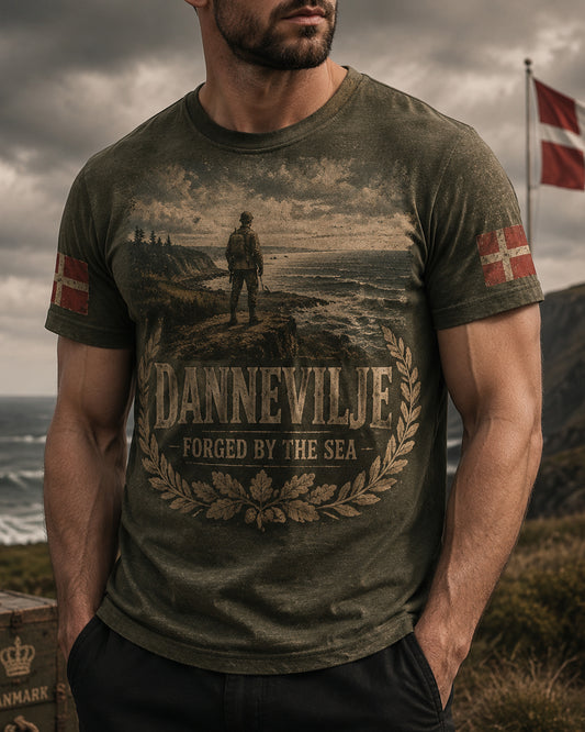 Dansk patriotisk t-shirt med korte ærmer til mænd