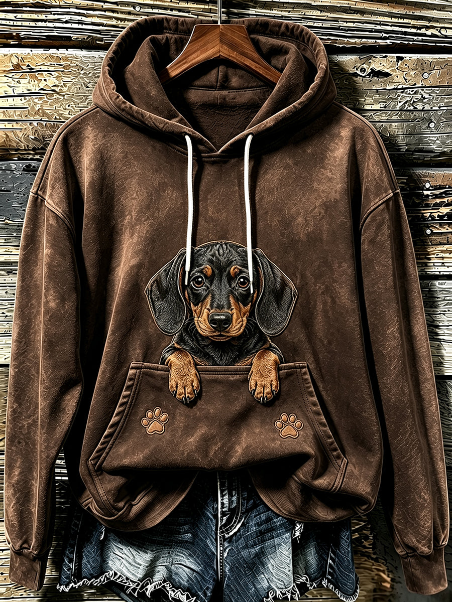 Kvinders dejlige kigge hund & Paws Print hættefuld sweatshirt