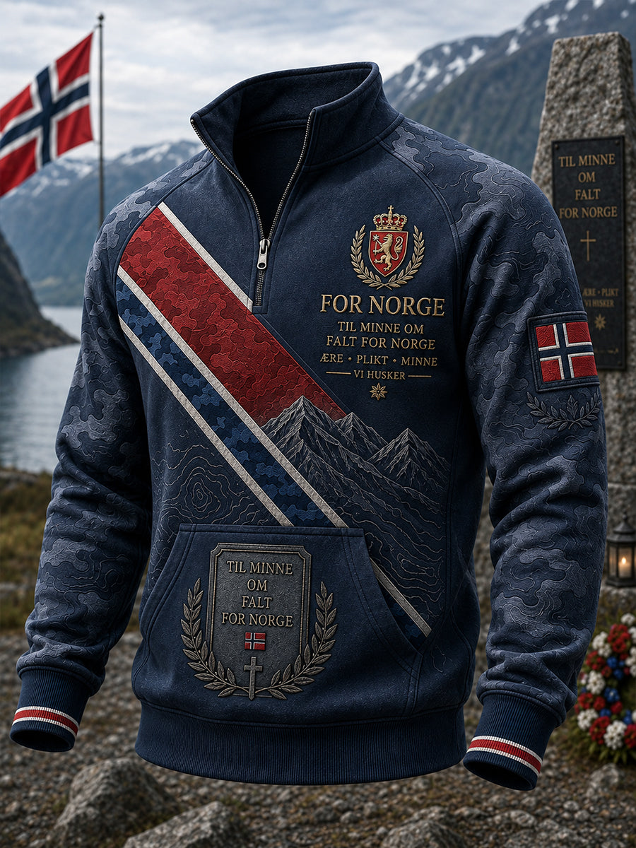 Menns norske militærrejse Halv-Zip-stand Sweatshirt