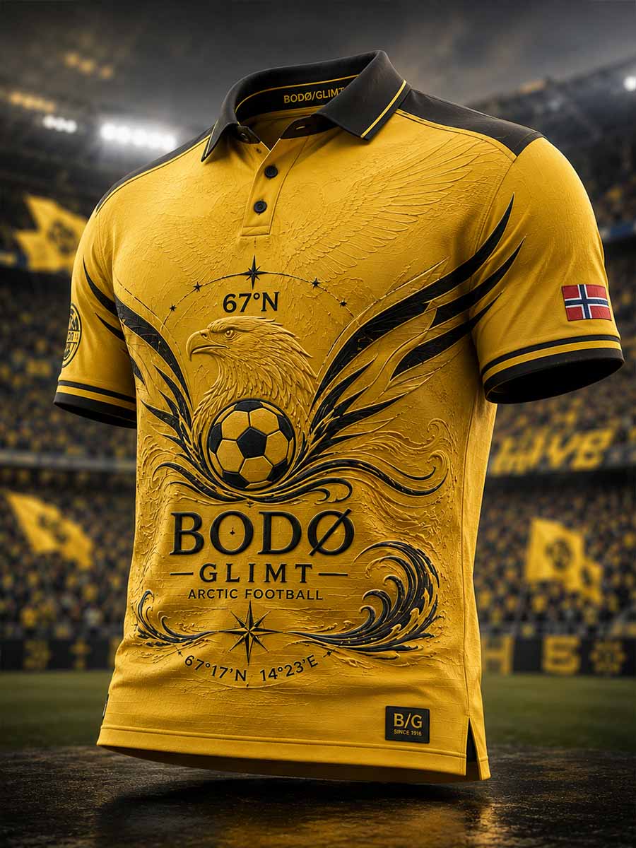 Menns Vintage Bodø fotballlag Grafikk Polo skjort