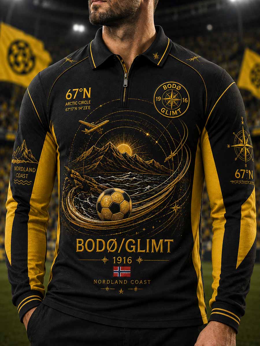 Genser med retro-Bodø Fotballag-mønster for menn