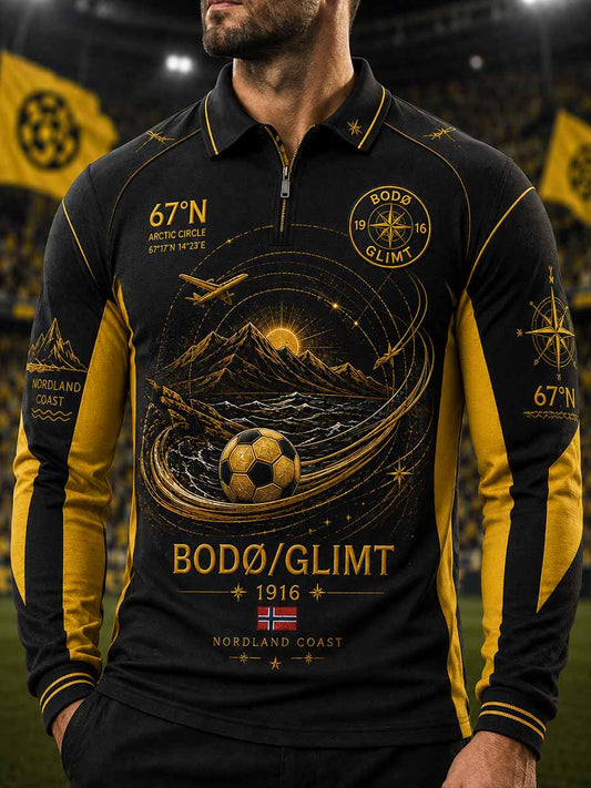 Genser med retro-Bodø Fotballag-mønster for menn
