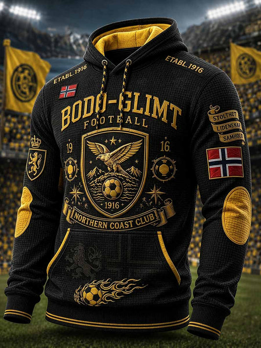 Genser med retro-Bodø Fotballag-mønster for menn