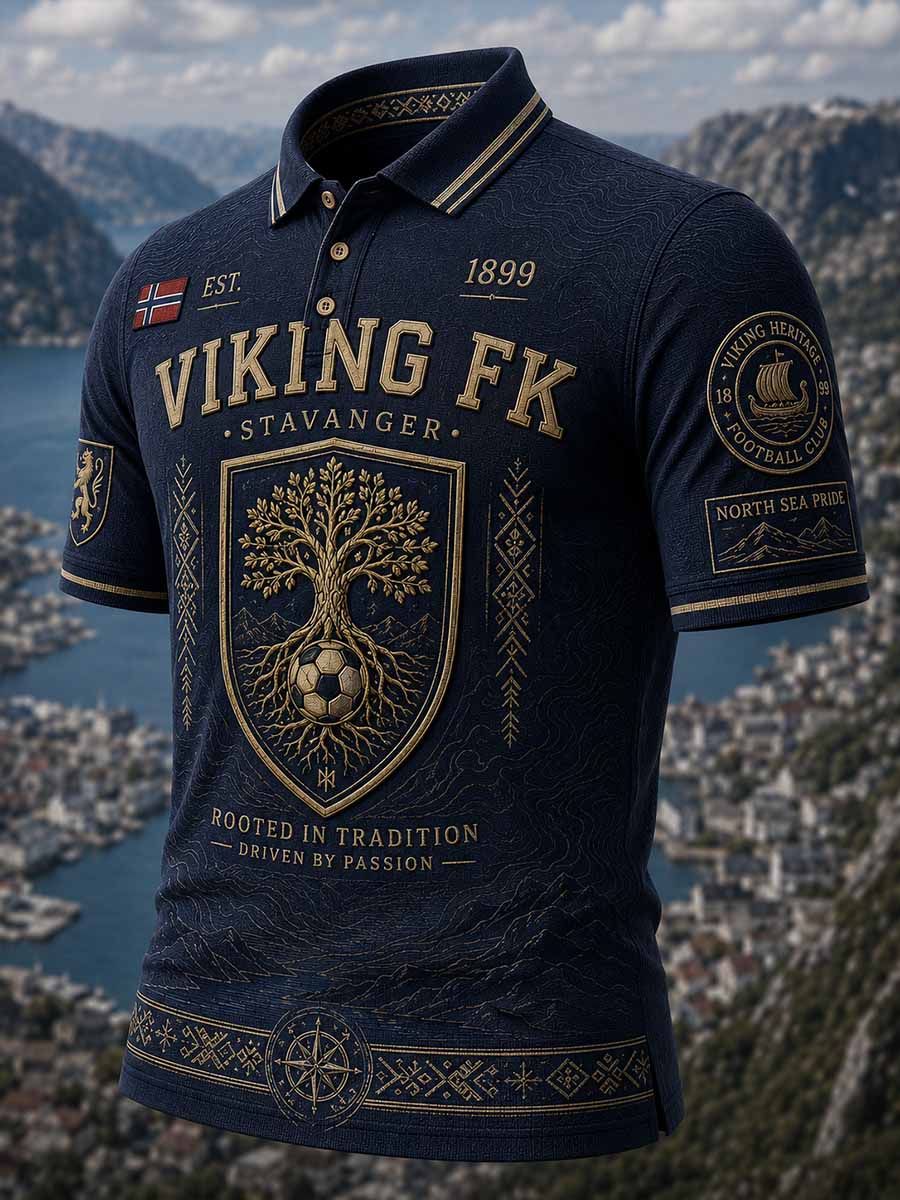 Menns fotballlag grafisk trykt polo skjert