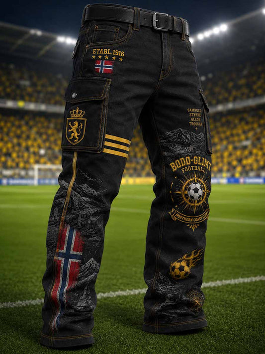 Menns Bodø Glimt fotballlagmønster for arbeidsbukser