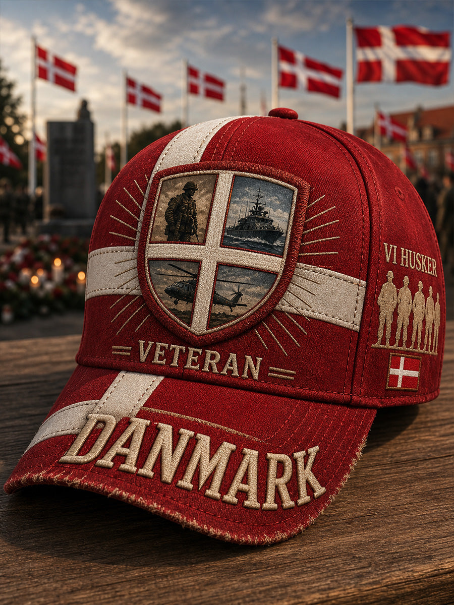 Unisex Vintage Dansk Veteran Minde kunst Print Casual Hat