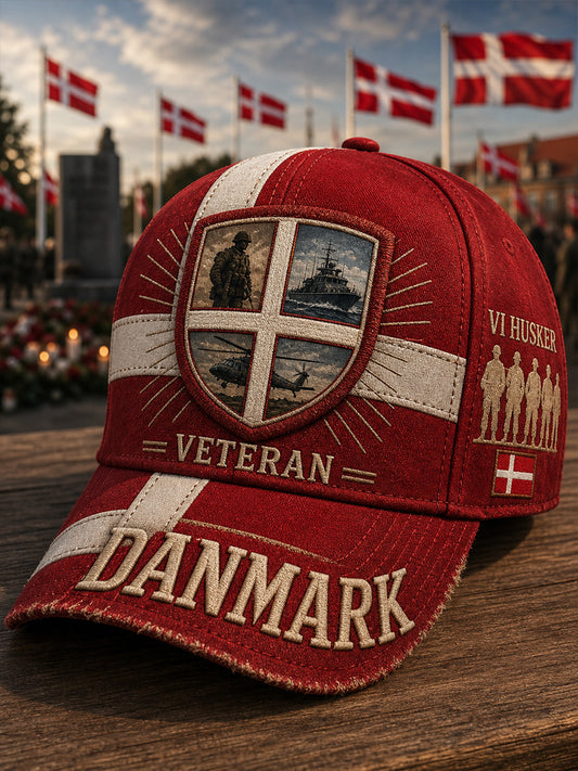 Unisex Vintage Dansk Veteran Minde kunst Print Casual Hat