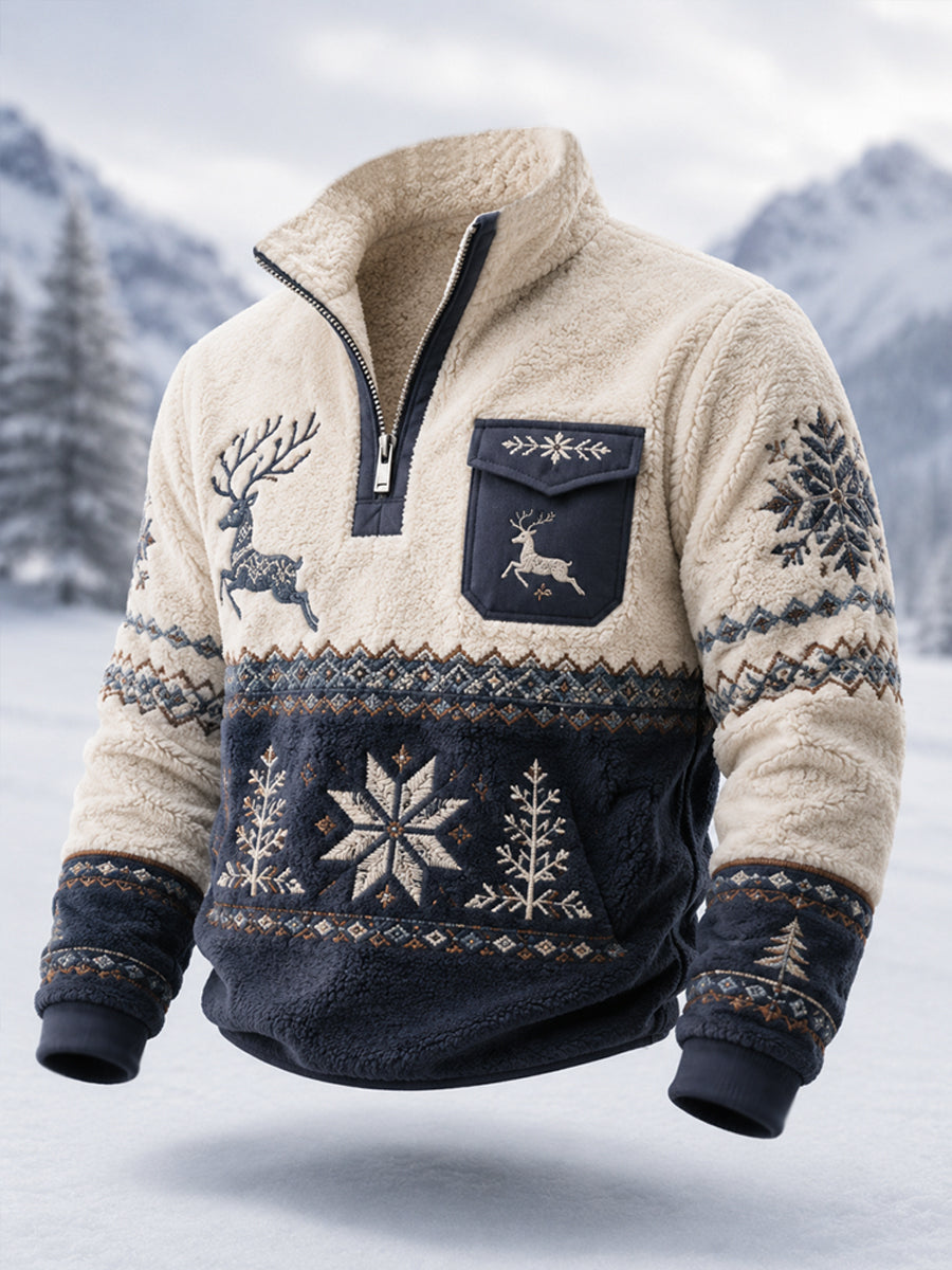 Mænds nordiske rensdyr Heritage Plush lynlås Pullover