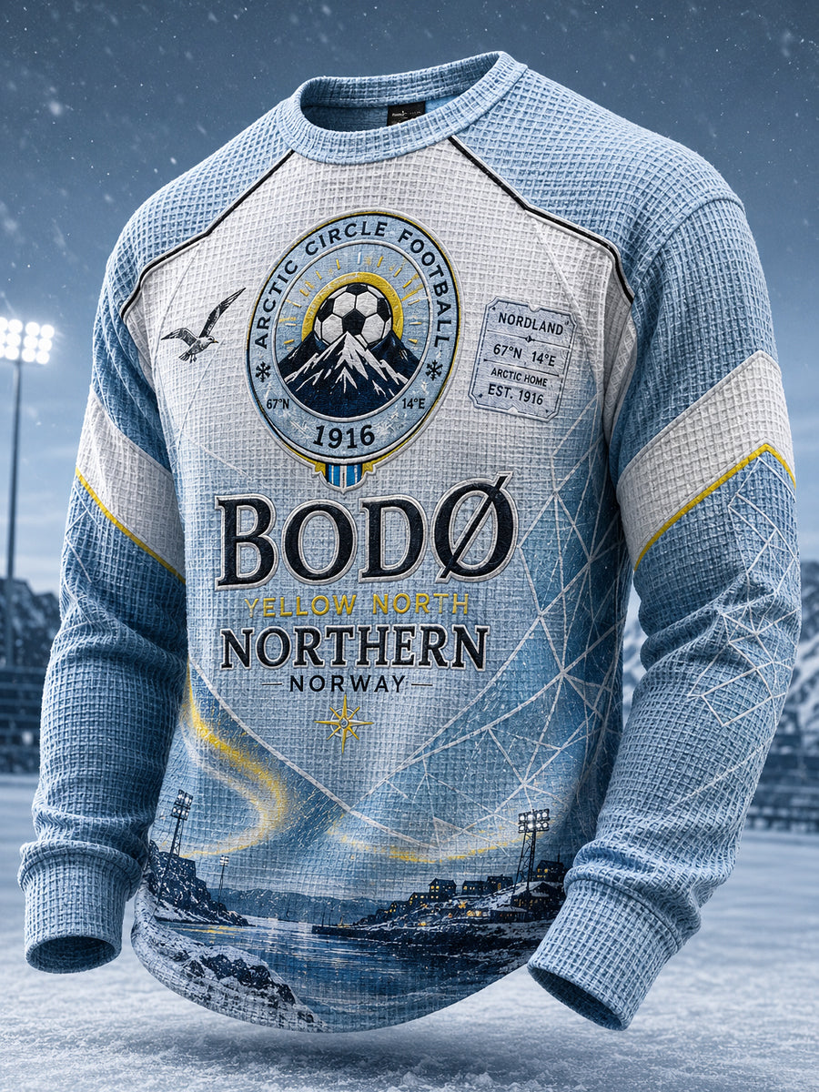 Mænds norske fodboldtrøje Bodø/Glimt fans elskere vaffelstrikket langærmet T-shirt