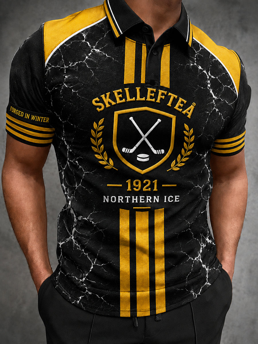 Herrpolotröja med tryckt logga från Skellefteå AIK, avslappnad modell med korta ärmarna