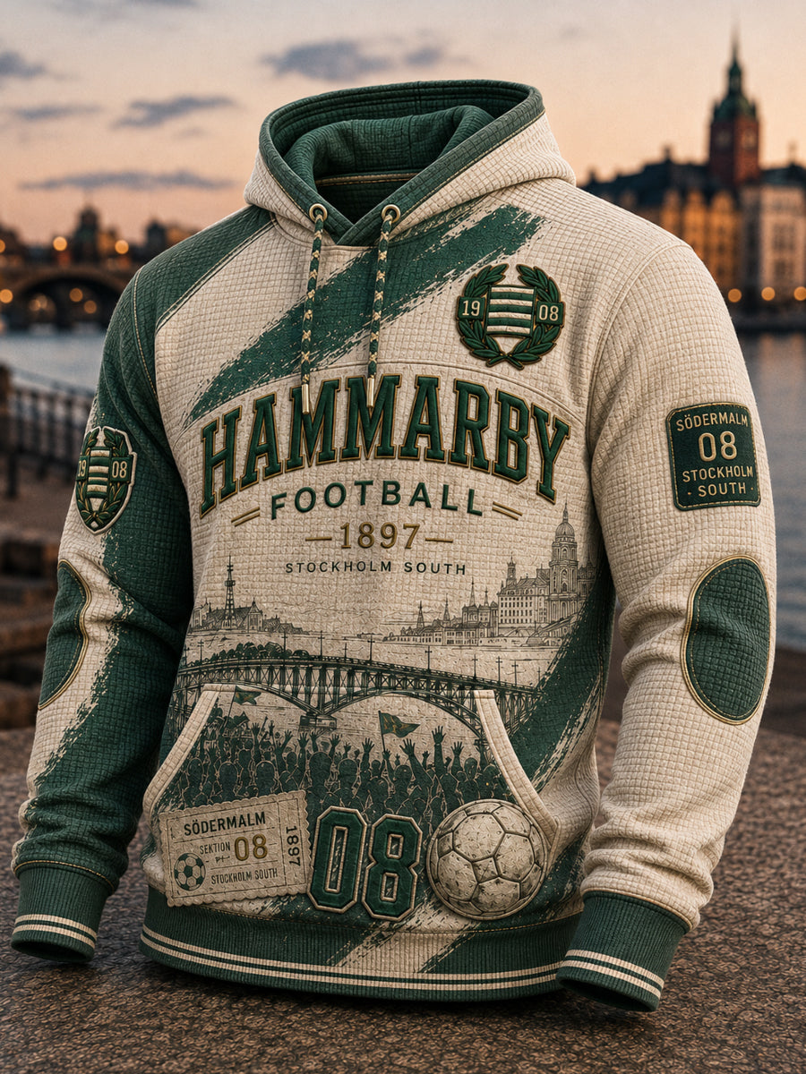 Herrlig svensk fotboll Hammarby Fans Älskare Överdimensionerad axellös hoodie med fickor