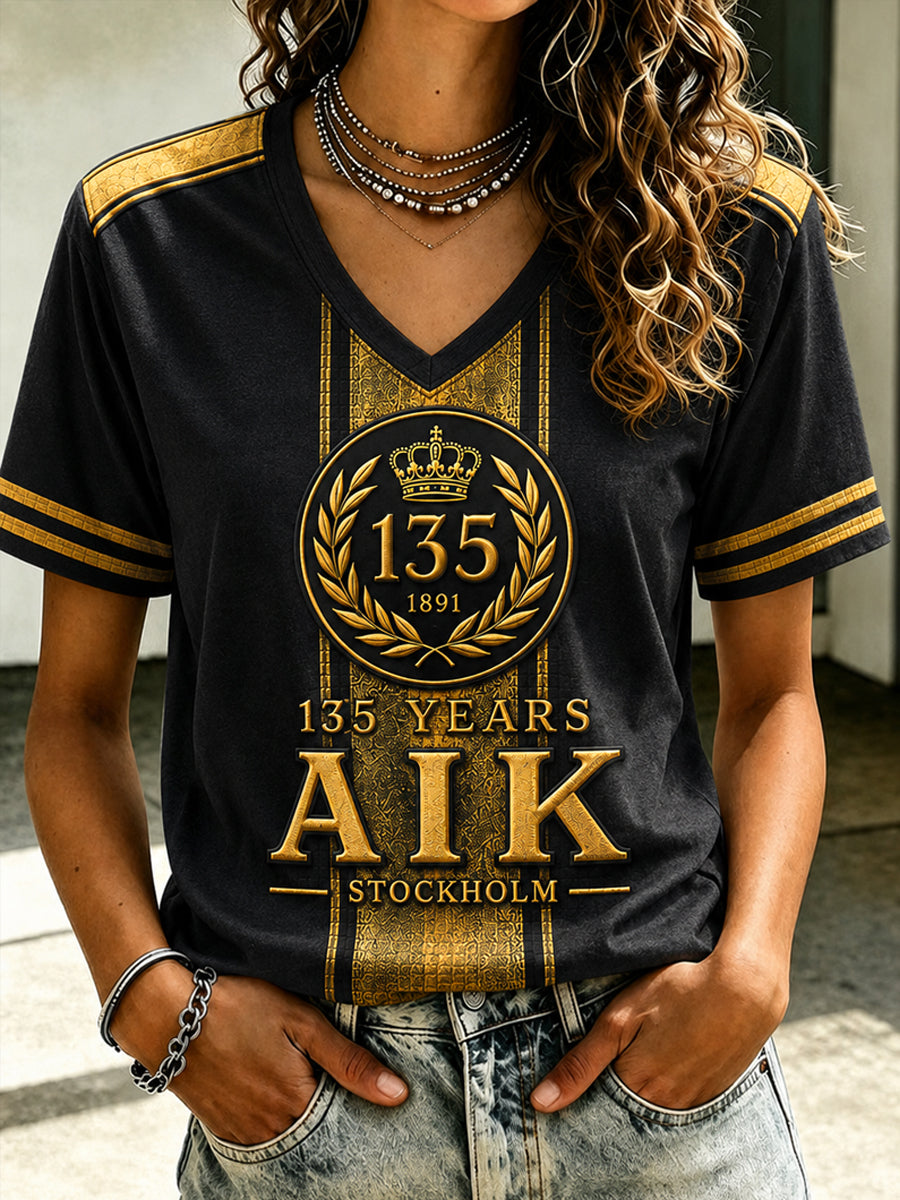 Dams herrar AIK Svartgult Heritage Fotbollskasual T-shirt