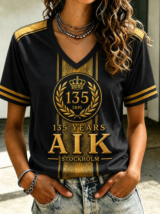 Dams herrar AIK Svartgult Heritage Fotbollskasual T-shirt