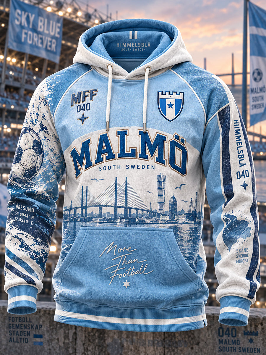 Herrlig Malmö FF-huvtröja med överdimensionerade fallande axlar och fickor